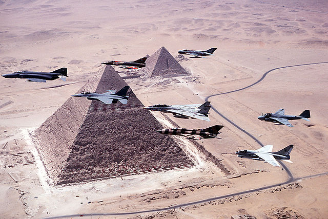 Jets flying over the pyramids for Brightstar NATO Exercise